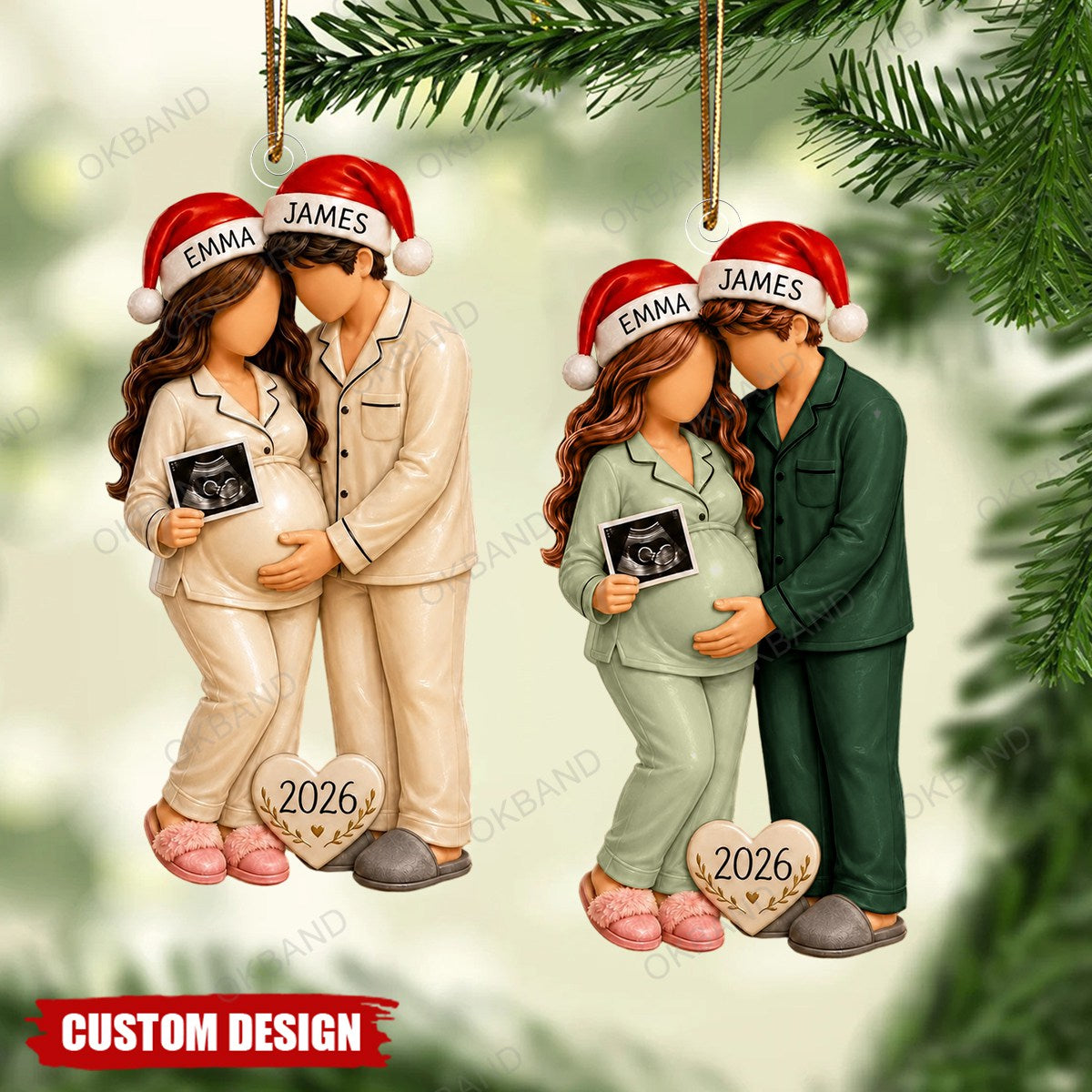 Personalized Pregnancy Ornament, Expecting Parents Gift, Baby Announcement