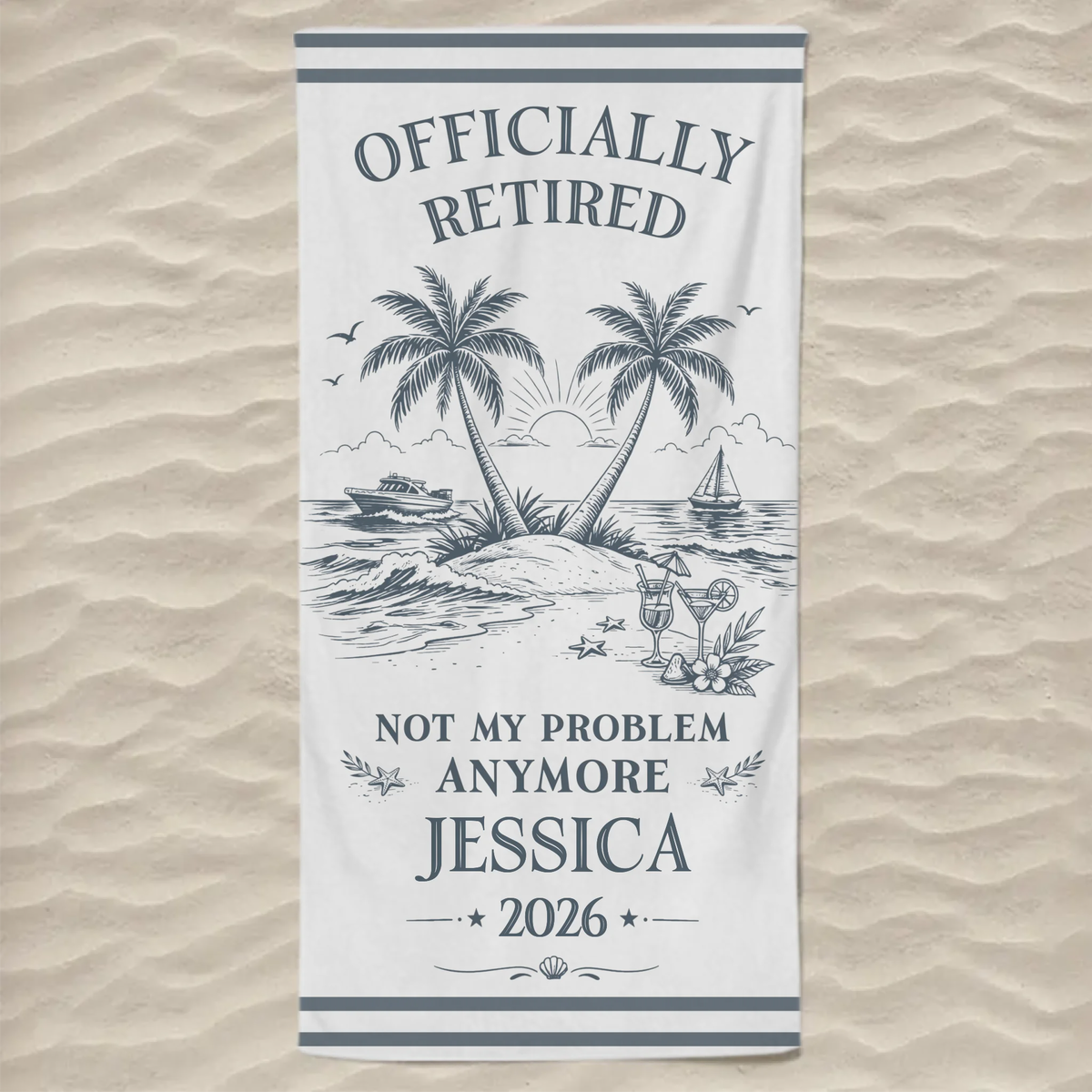 Custom Beach Towel - Personalized Retirement Gifts For Women, Men - Officially Off The Clock