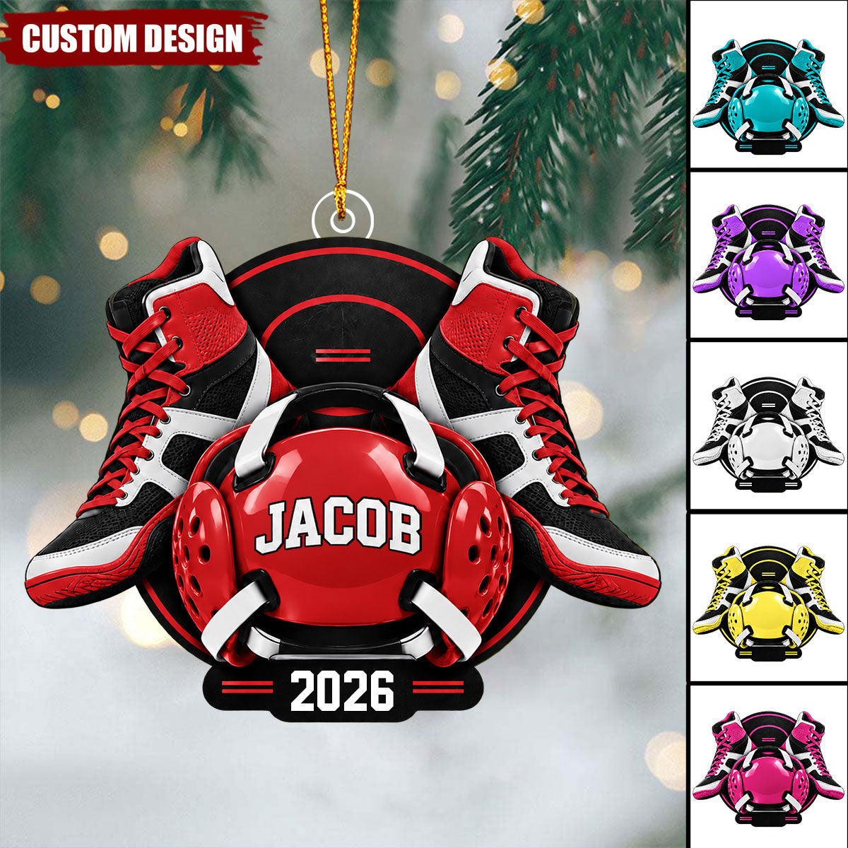 Personalized Wrestling Christmas Ornament - Gift for Wrestlers