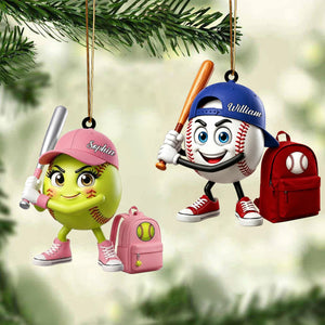New Release - Personalized Cute Baseball Softball Mascot Ornament - Gift for Baseball Softball Lover