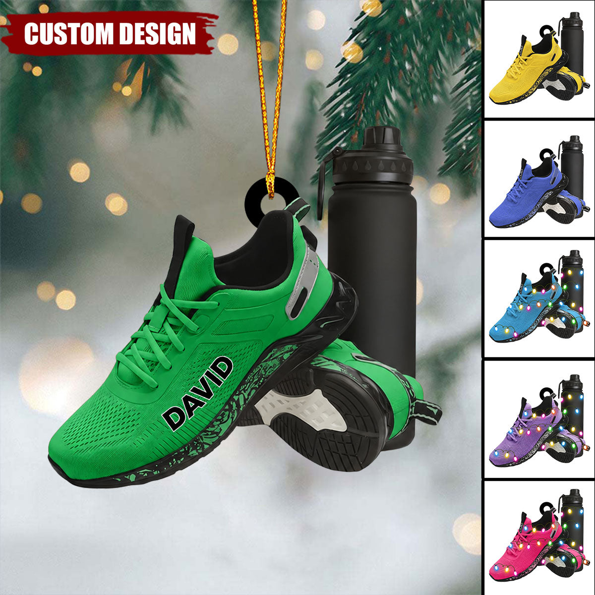 Personalized Runner Shoes Christmas Ornament, Custom Marathon Ornament, Running Christmas Ornament