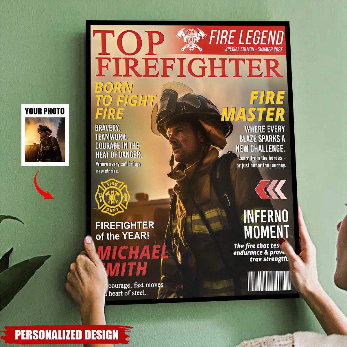 Advertisement Fireman Personalized Firefighter Magazine Poster - OKBANDS