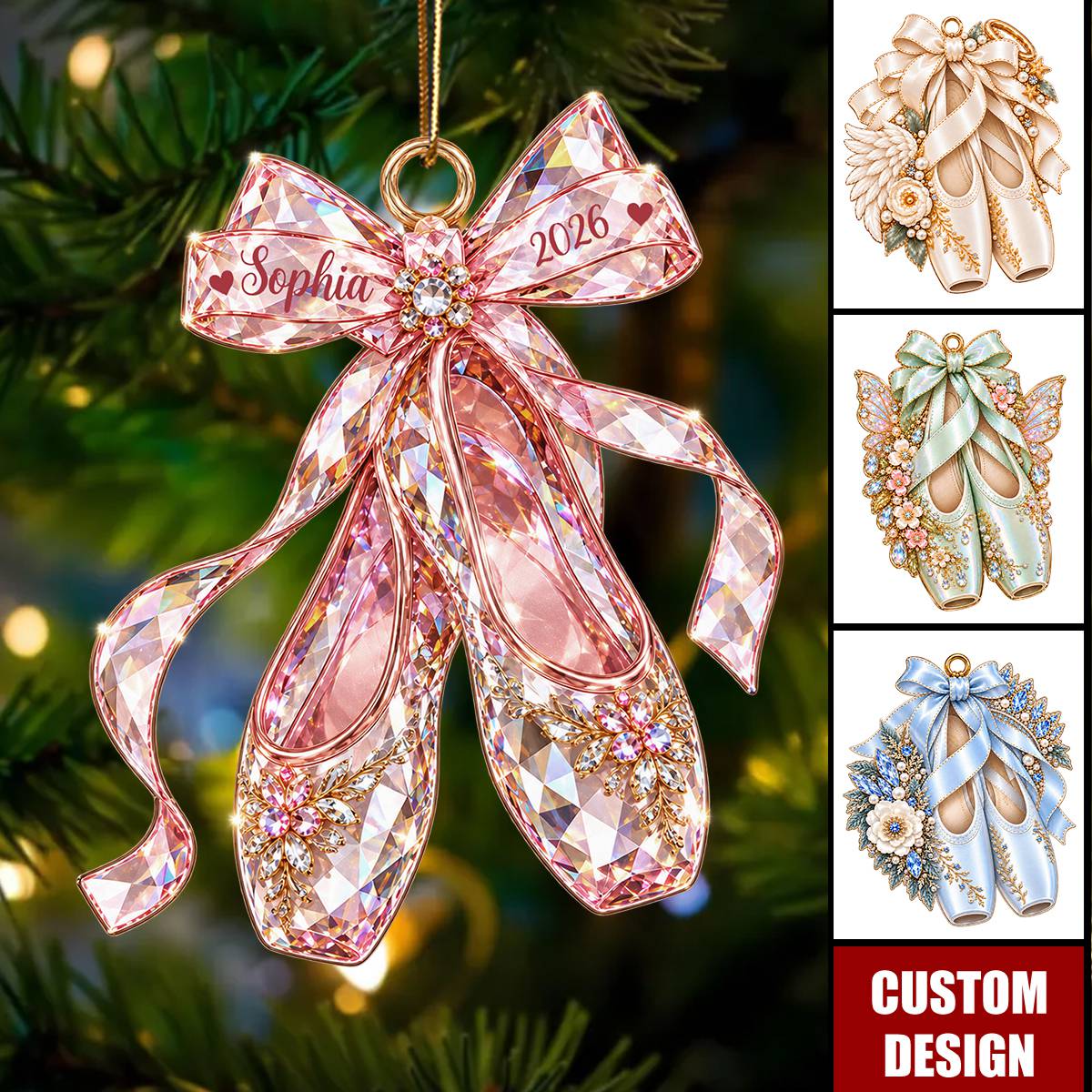 Personalized Ballet Shoes Ornament - Ballerina Christmas Ornament