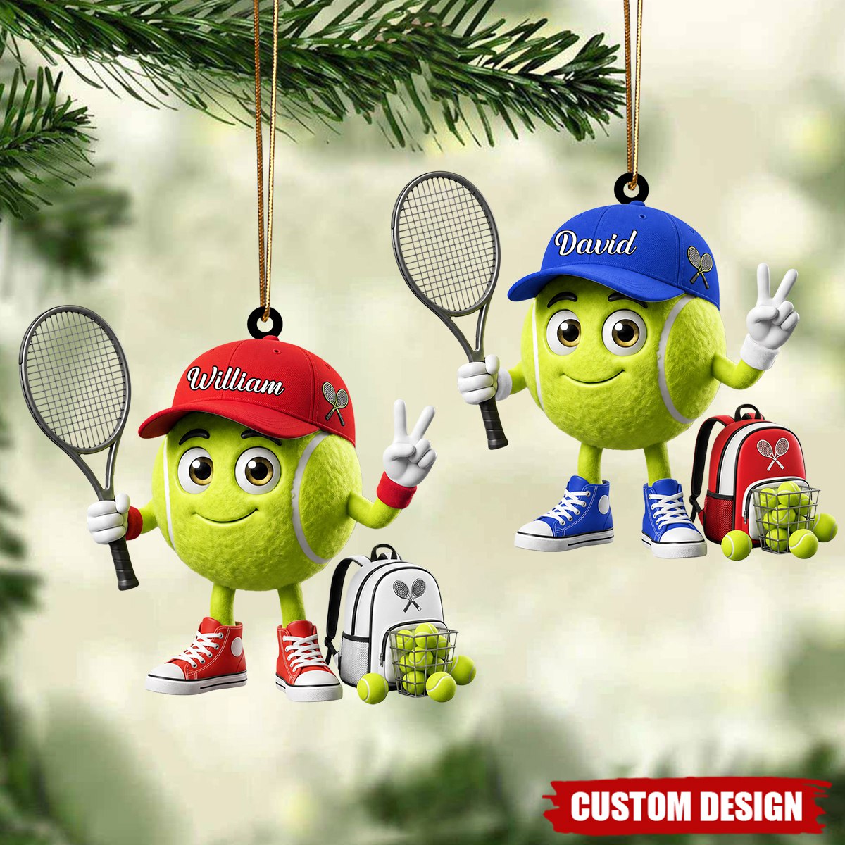 New Release - Personalized Cute Tennis Mascot Ornament - Gift for Golf Lover
