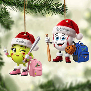 New Release - Personalized Cute Baseball Softball Mascot Christmas Ornament - Gift for Baseball Softball Lover