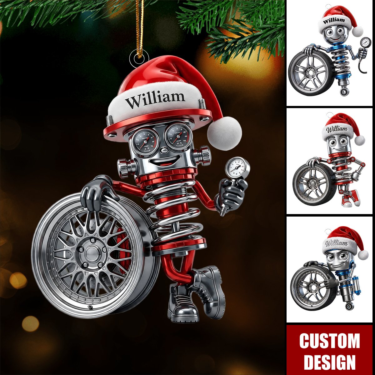 Personalized Car Guy Ornament, Custom Mechanic Christmas Ornament