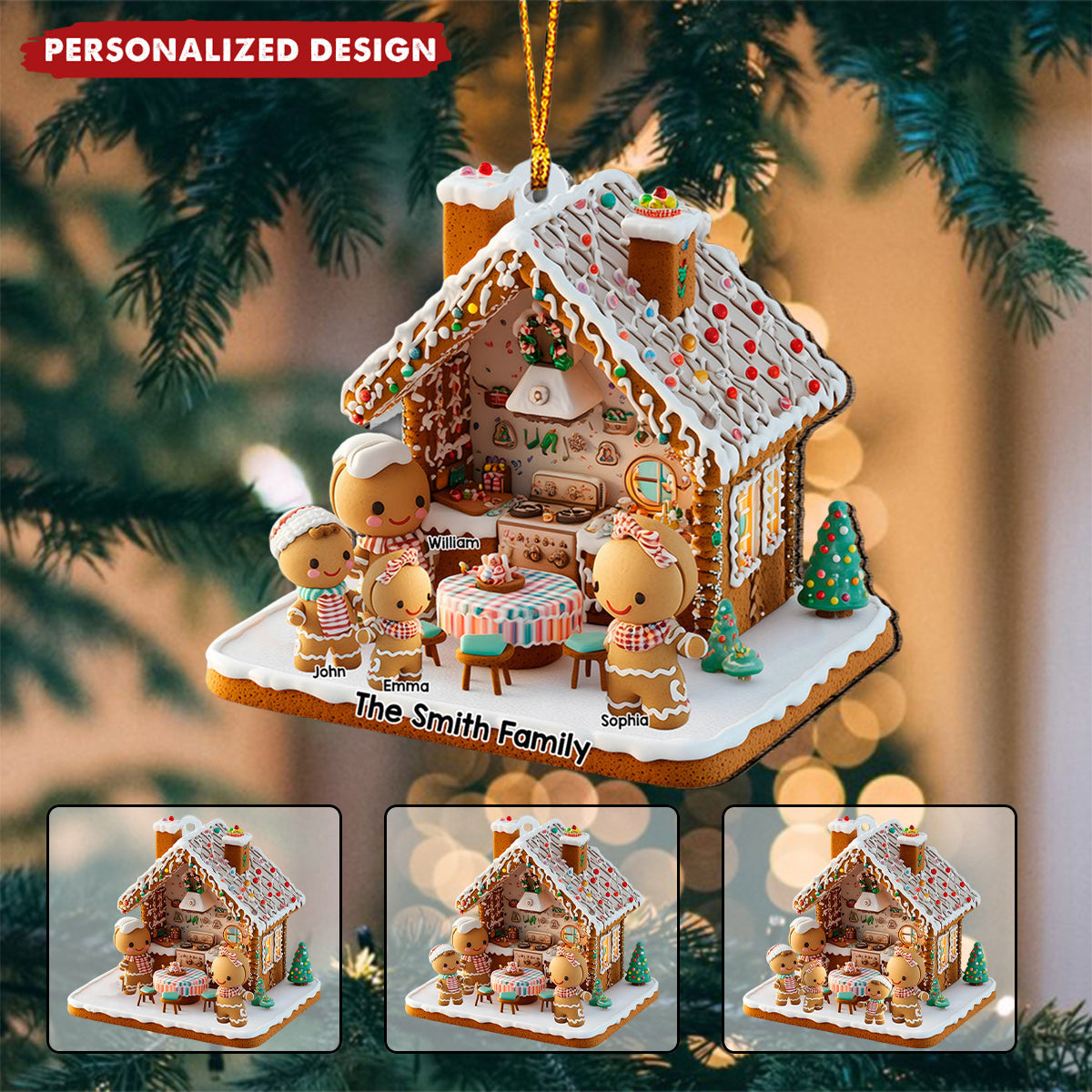 Ginger Bread Family - Personalized Family Ornament