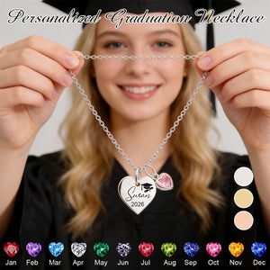 Personalized Graduation Birthstone Heart Necklace