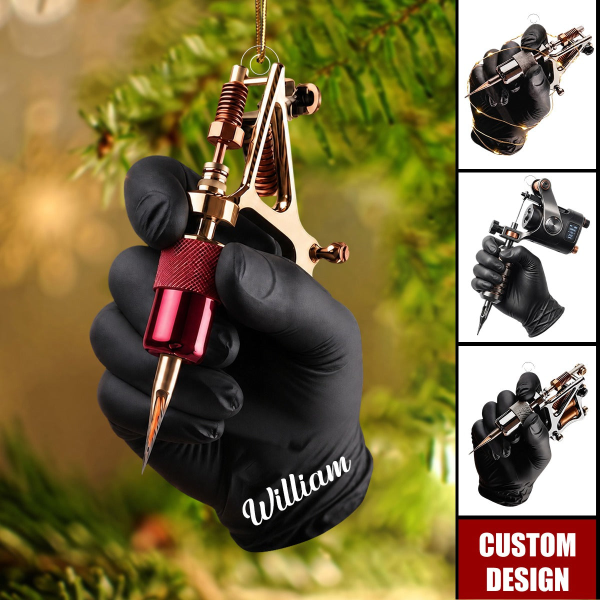 Personalized Tattoo Machine Christmas Ornament,Tattoo Artist Gift, Tattooist Ornament