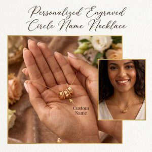 Personalized Engraved Circle Name Necklace -Perfect Mother's Day Gift