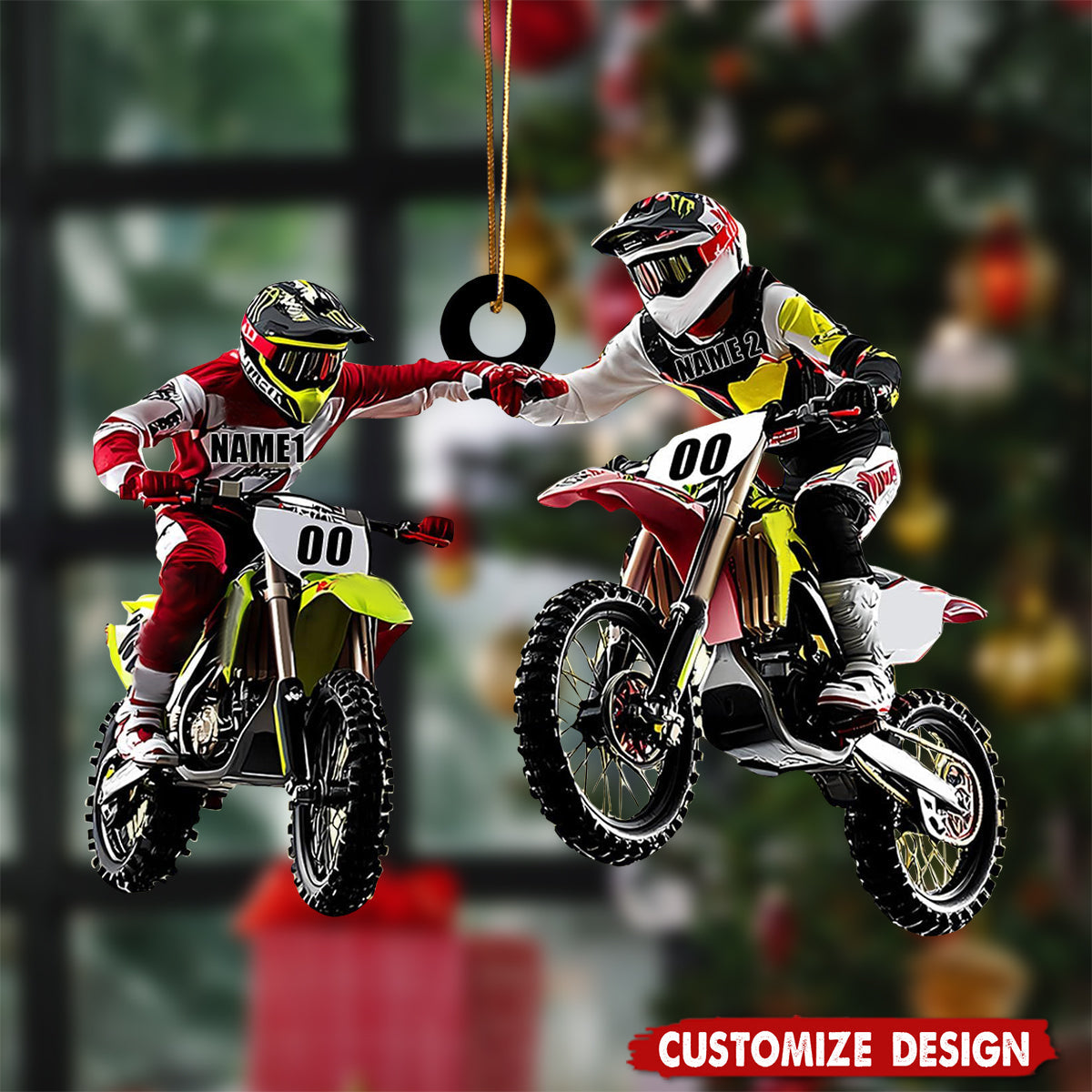 Personalized Motocross Partner Christmas Ornament -  Gift For Motorbike Driver