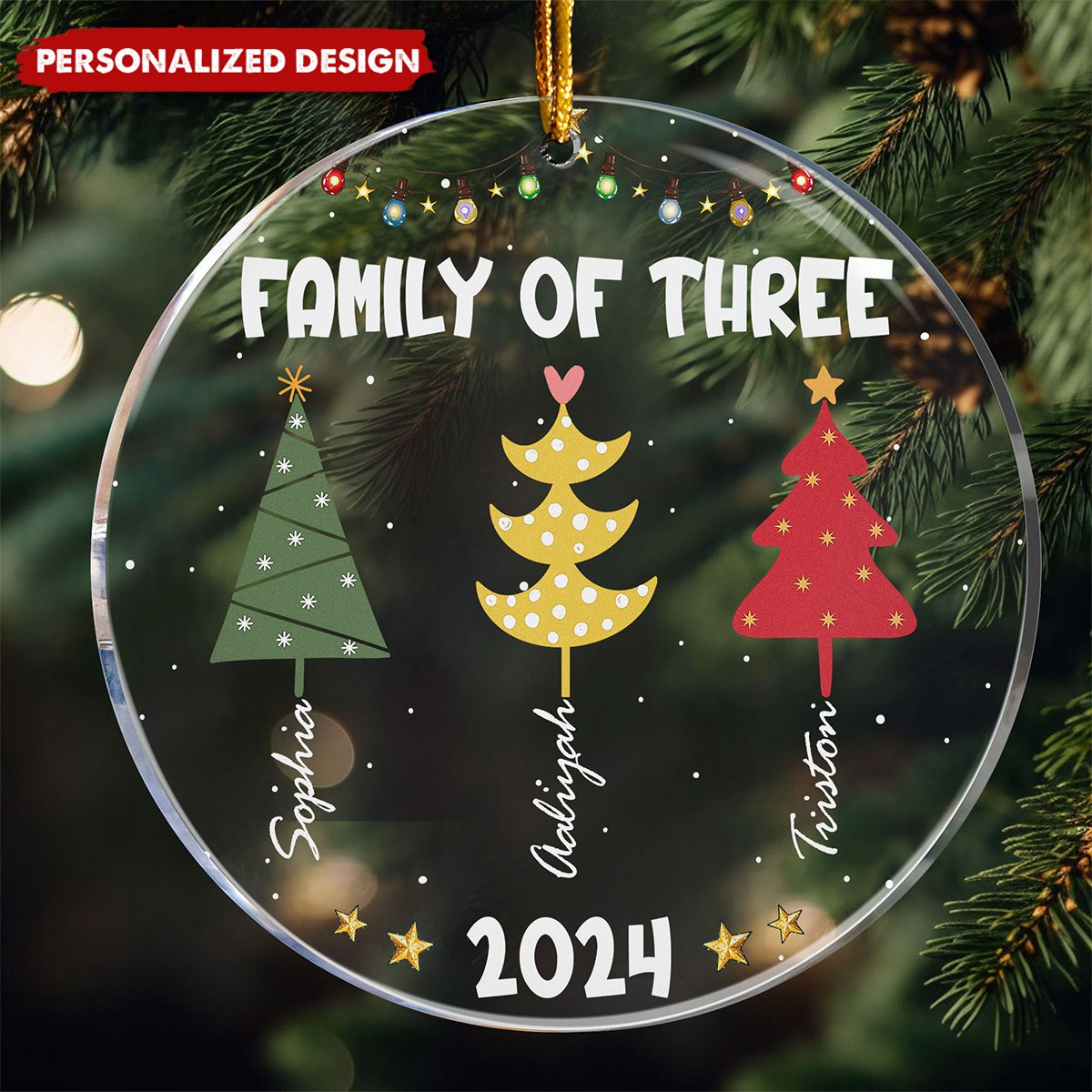 2024 New Release Family Colorful Christmas Trees - Personalized Acrylic Ornament