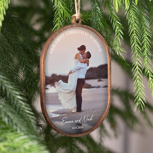 Engaged Ornament With Photo  - Personalized First Christmas Keepsake - Engagement Gift 2026