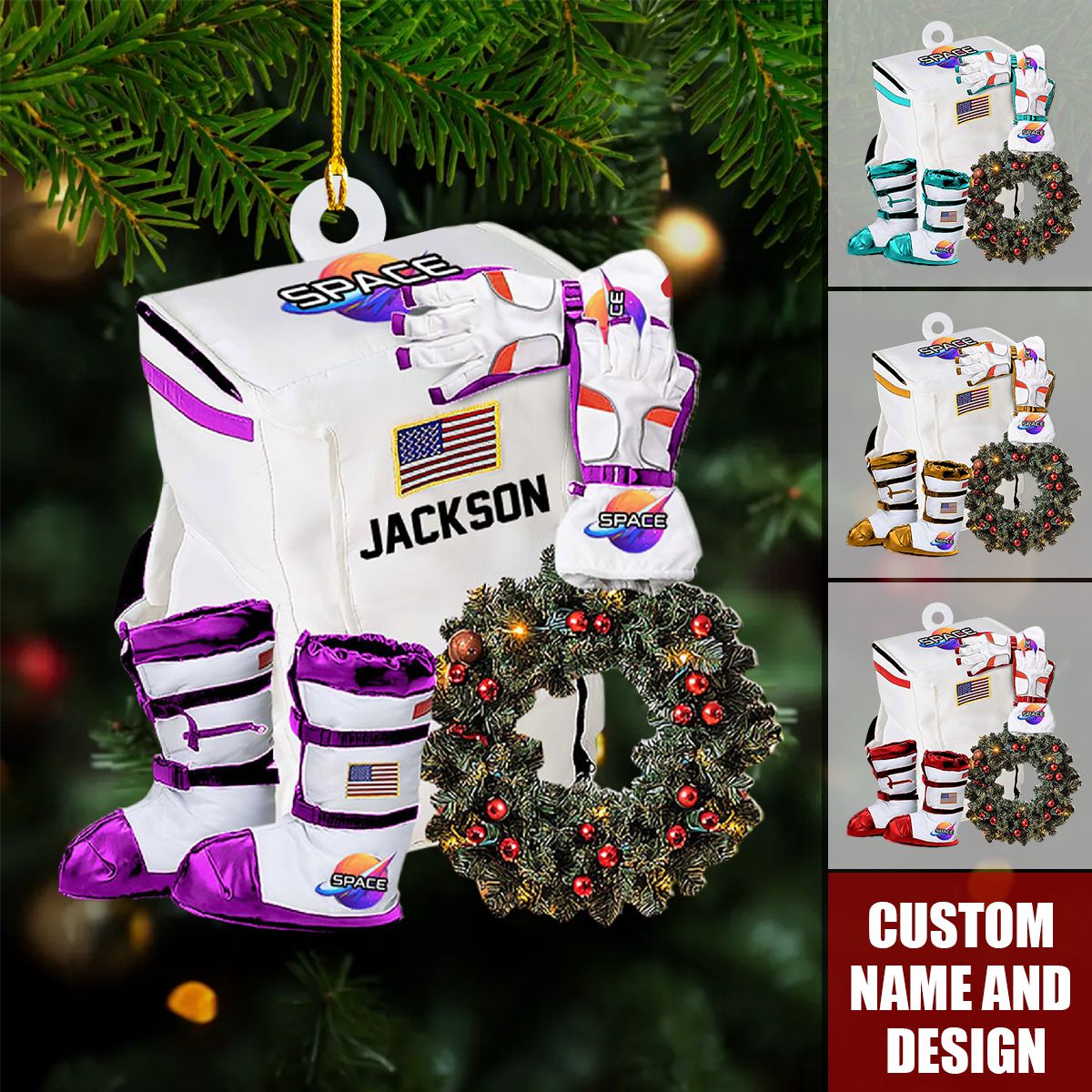 2024 New Release Personalized Astronaut Space Christmas Ornaments -Gifts For Skiing Lover