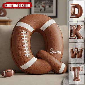 Touchdown Initial Letter Shaped Pillow - Personalized Gifts For American Football Lovers
