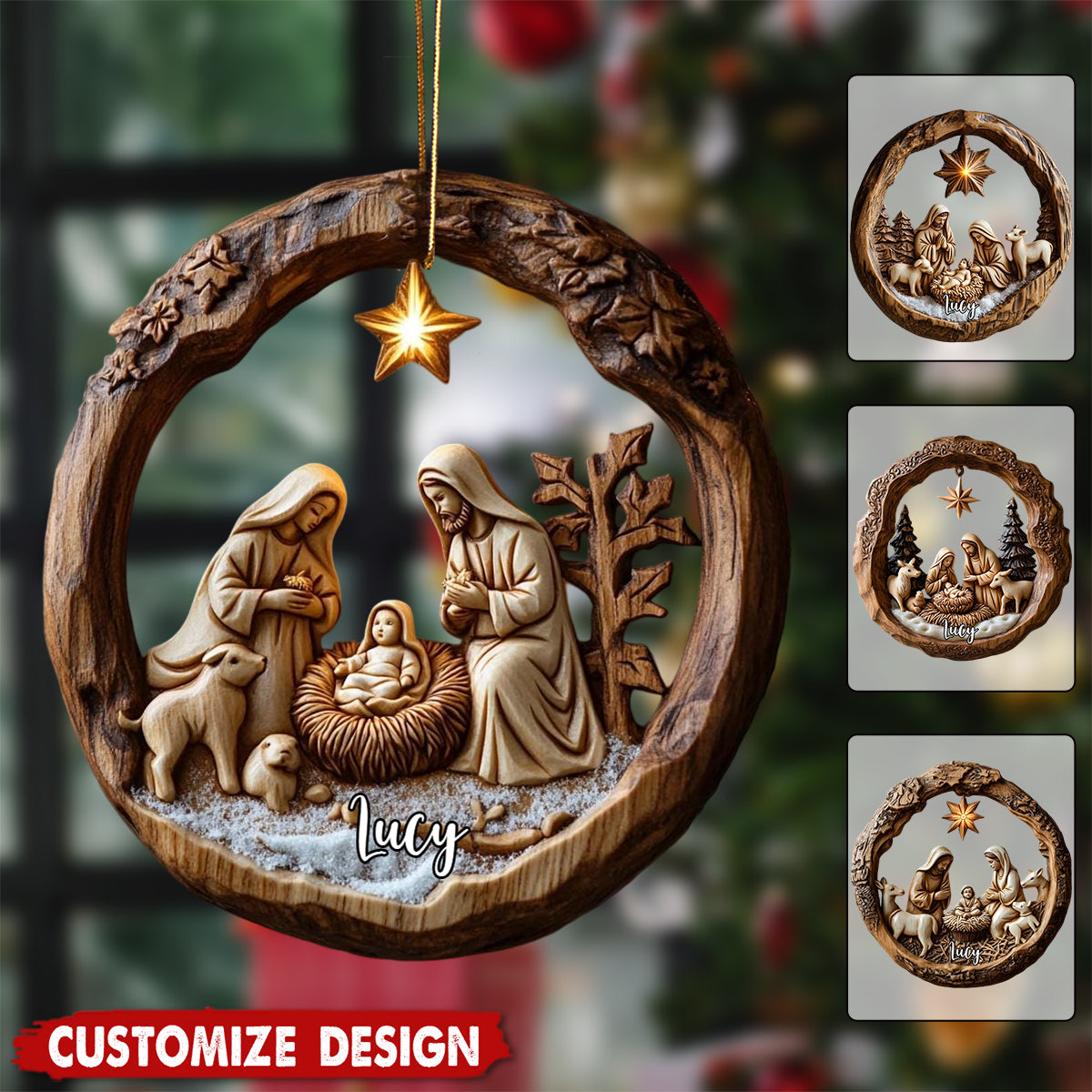 Personalized Nativity Scene Christmas Ornament –  Christian Gift Christmas