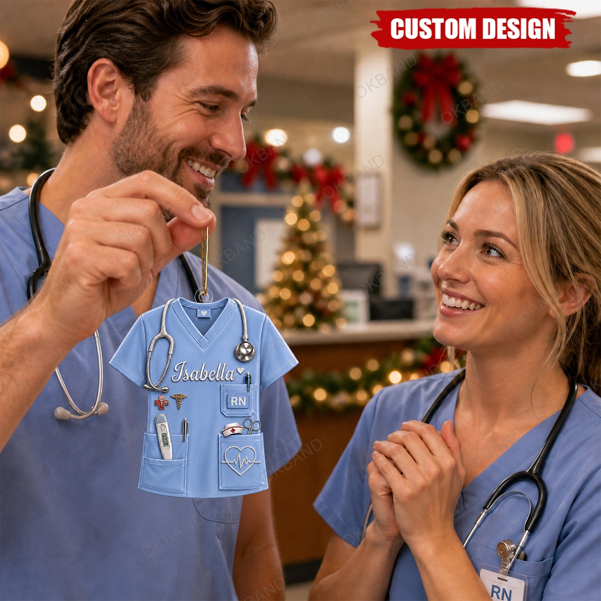 Personalized Nurse Christmas Ornament, RN Gift