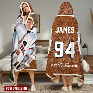 Personalized Photo Wearable Blanket Hoodie - Gift For Football,Soccer,Volleyball Lovers