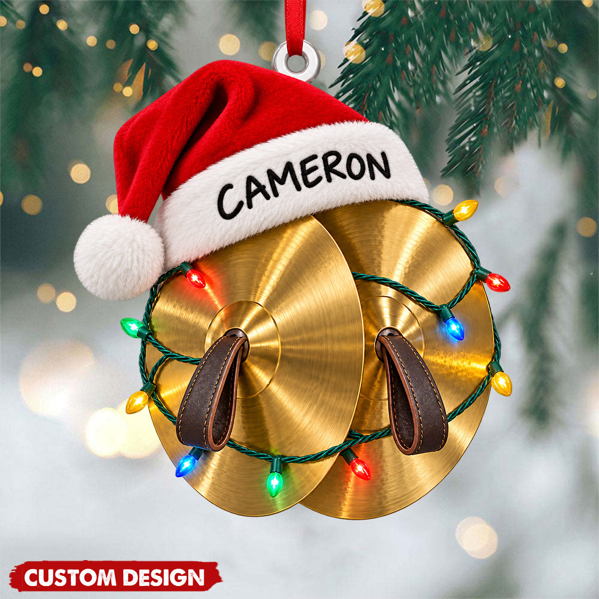 Personalized Cymbal Acrylic Ornament, Drummer Christmas Decor