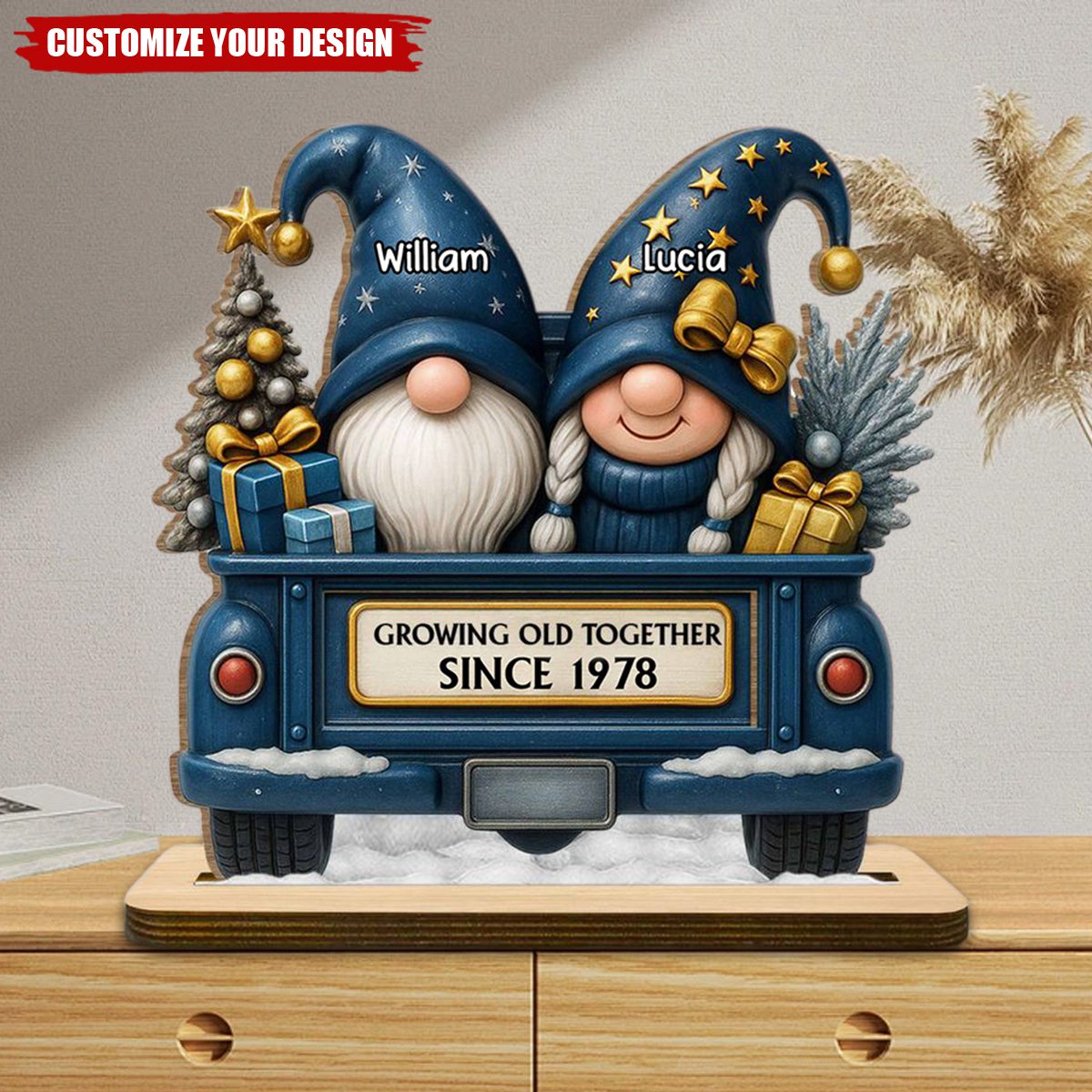 Personalized Growing Old Together Couple Wooden Plaque