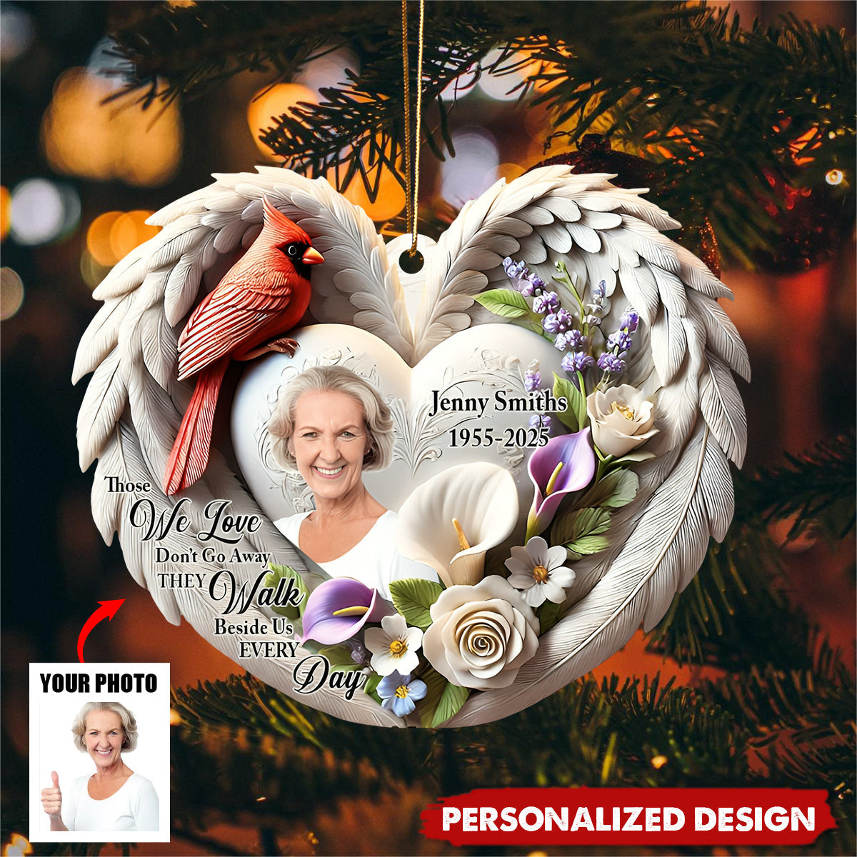 Cardinals Appear When Angels Are Near, Personalized Memorial Cardinal Custom 2D Flat Acrylic Ornament
