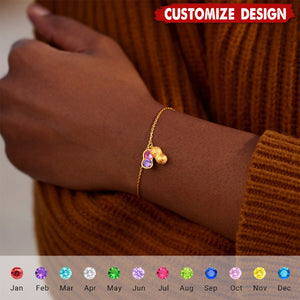 We Are Besties 2-4 Birthstone Peanut Bracelet - Gift For Friend