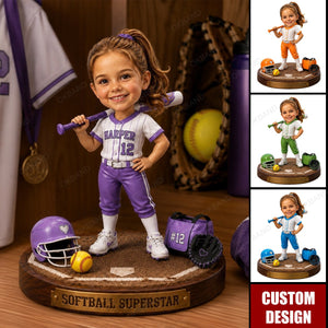 Personalized Softball Gift Acrylic Plaque, Photo Softball Player Figurine