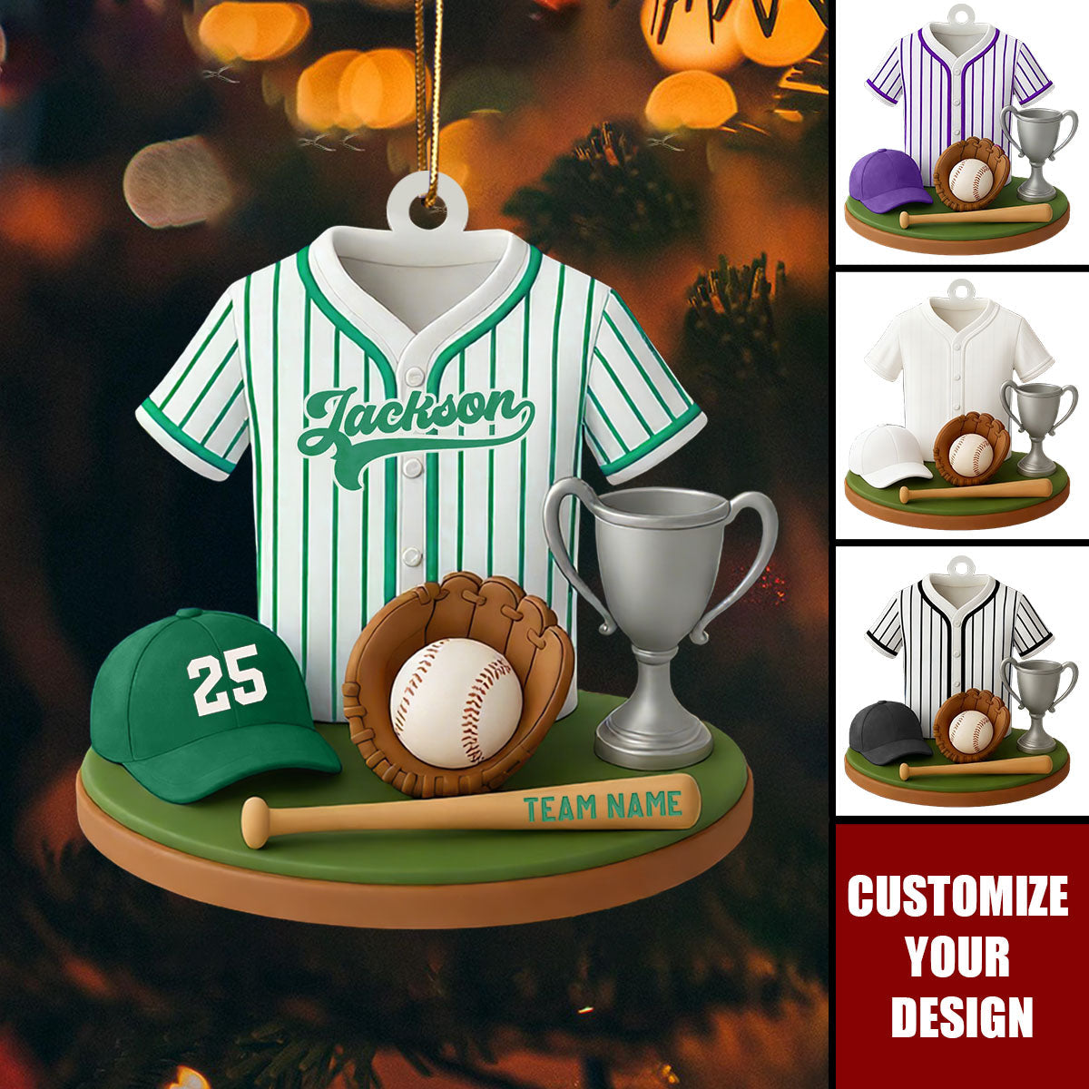 Baseball Keepsake - Personalized Baseball Player Ornament