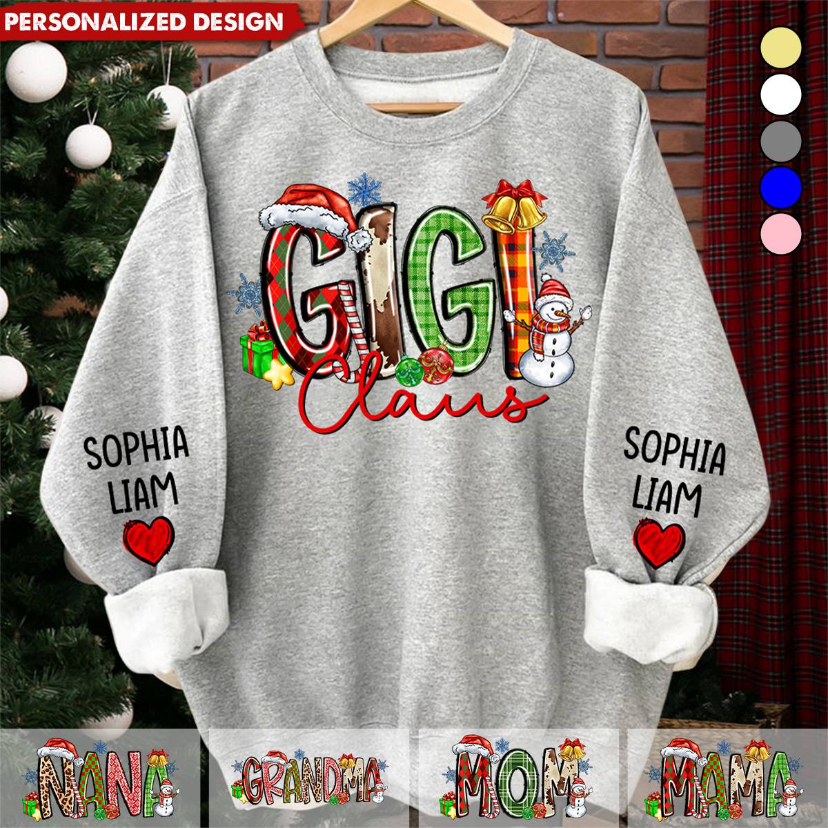 2024 New Release Personalized Nana Claus Sweatshirt Christmas Gift For Grandmas