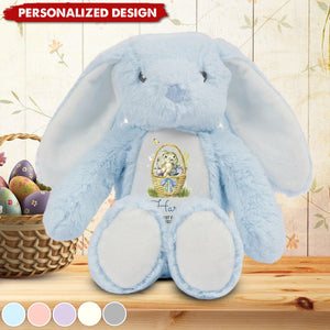 My First Easter Cute Bunny with Name and Year-Personalised Stuffed Bunny-Gift for Kids