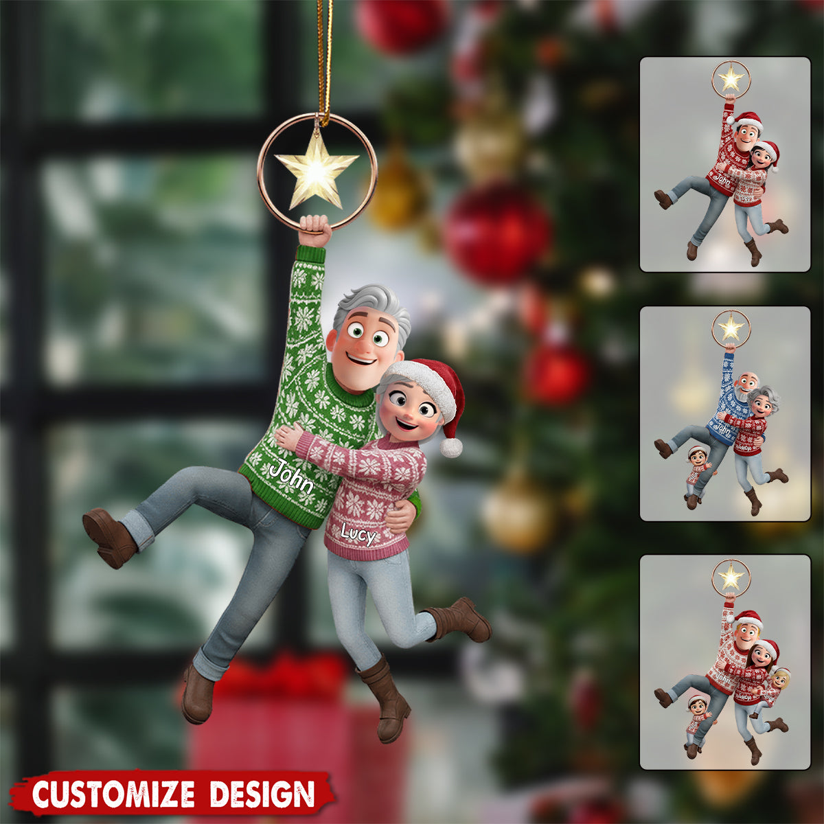 Funny Hanging Couple Ornament - Personalized Gifts For Couple