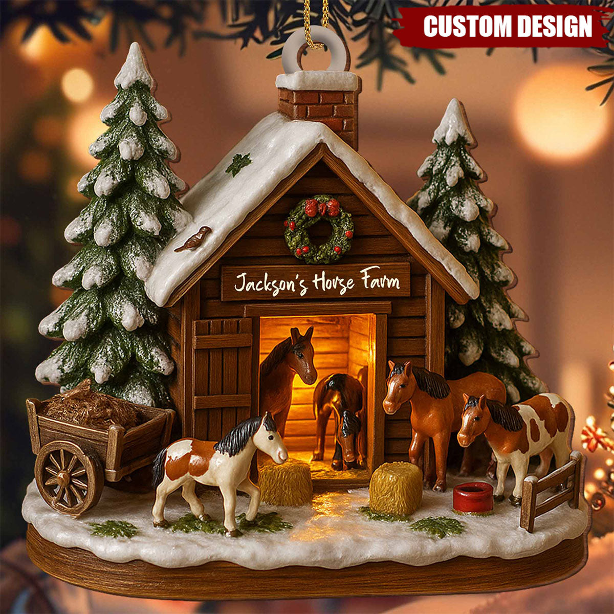 Customize Your Own Charming Horse Farm Ornament,Personalized Wood Ornament,Gift For Horse Lovers