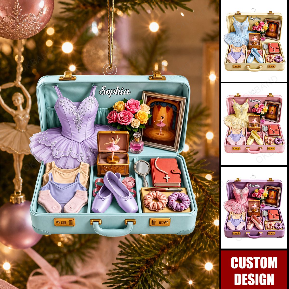 Personalized Ballet-Themed Travel Case Acrylic Christmas Ornament