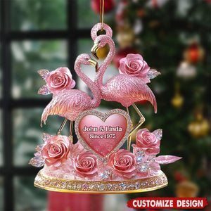 Personalized Flamingo Couple Ornament
