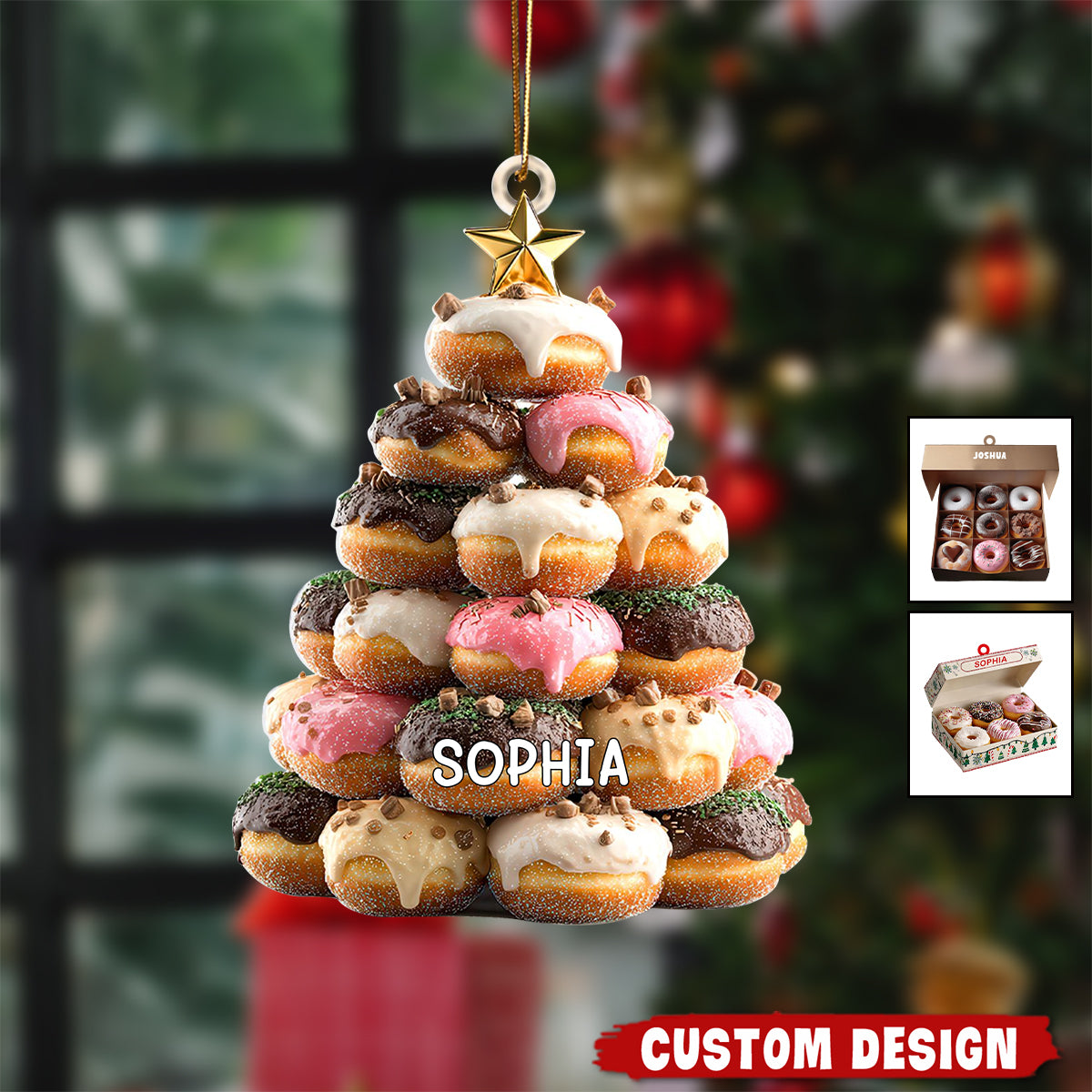 Personalized Donut Christmas Tree Ornament