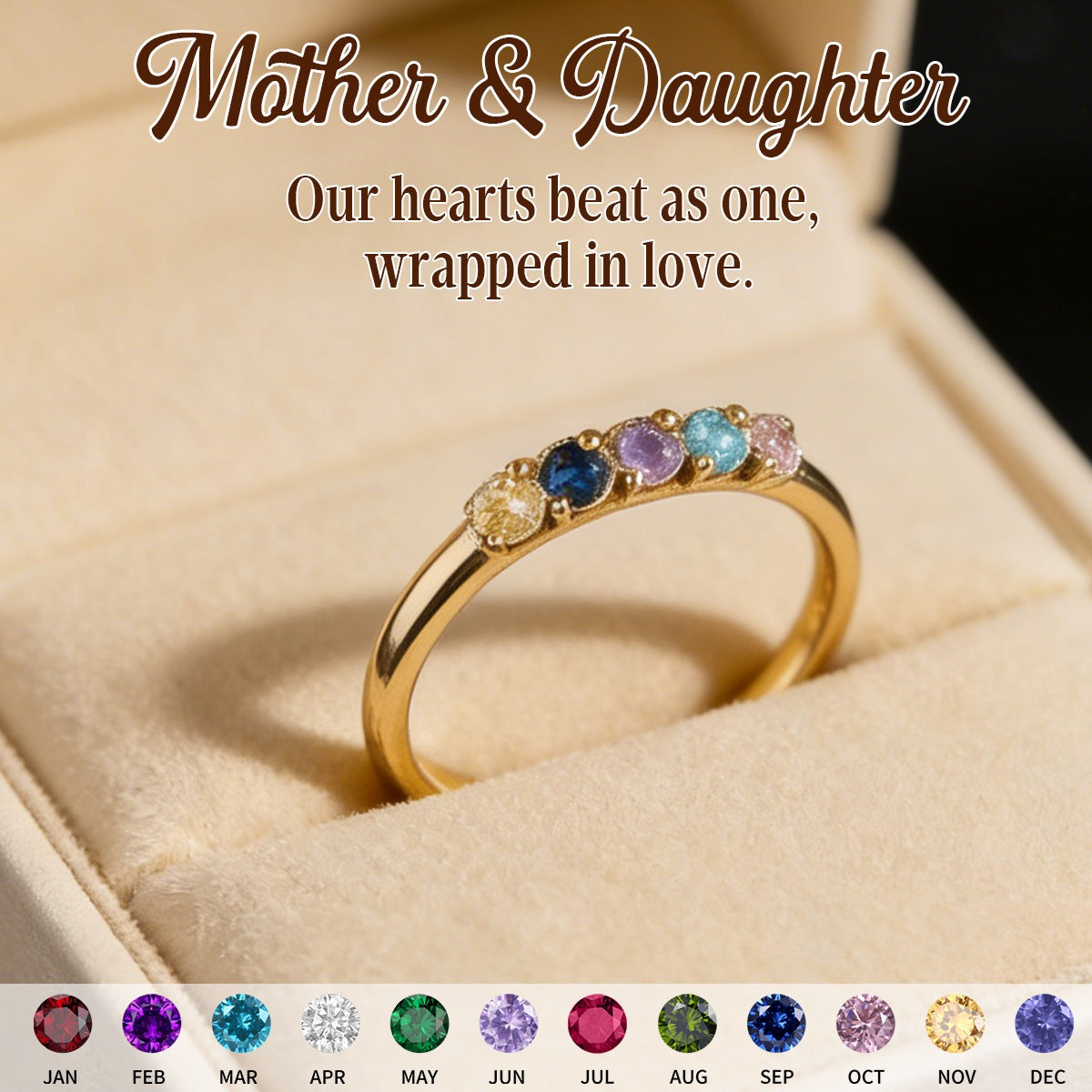 Personalized Tiny Birthstone Ring, Family Birthstone Ring, Mother's Gift