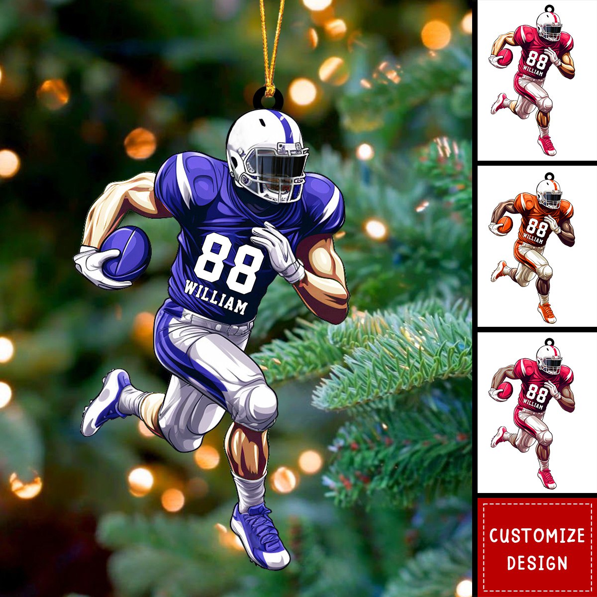 American Football Player Personalized Ornament,Keychain - Gift For American Football Lovers