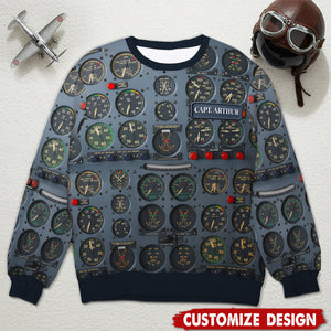 Pilot Control Panel Ugly Sweater - Personalized Christmas Gifts For Pilot