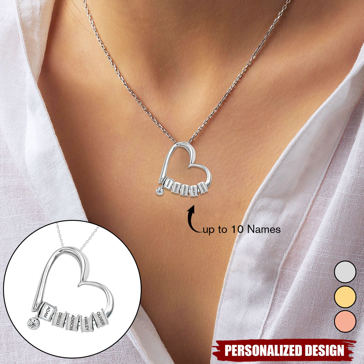 Personalized Name Hearts Necklace-Gift For Family