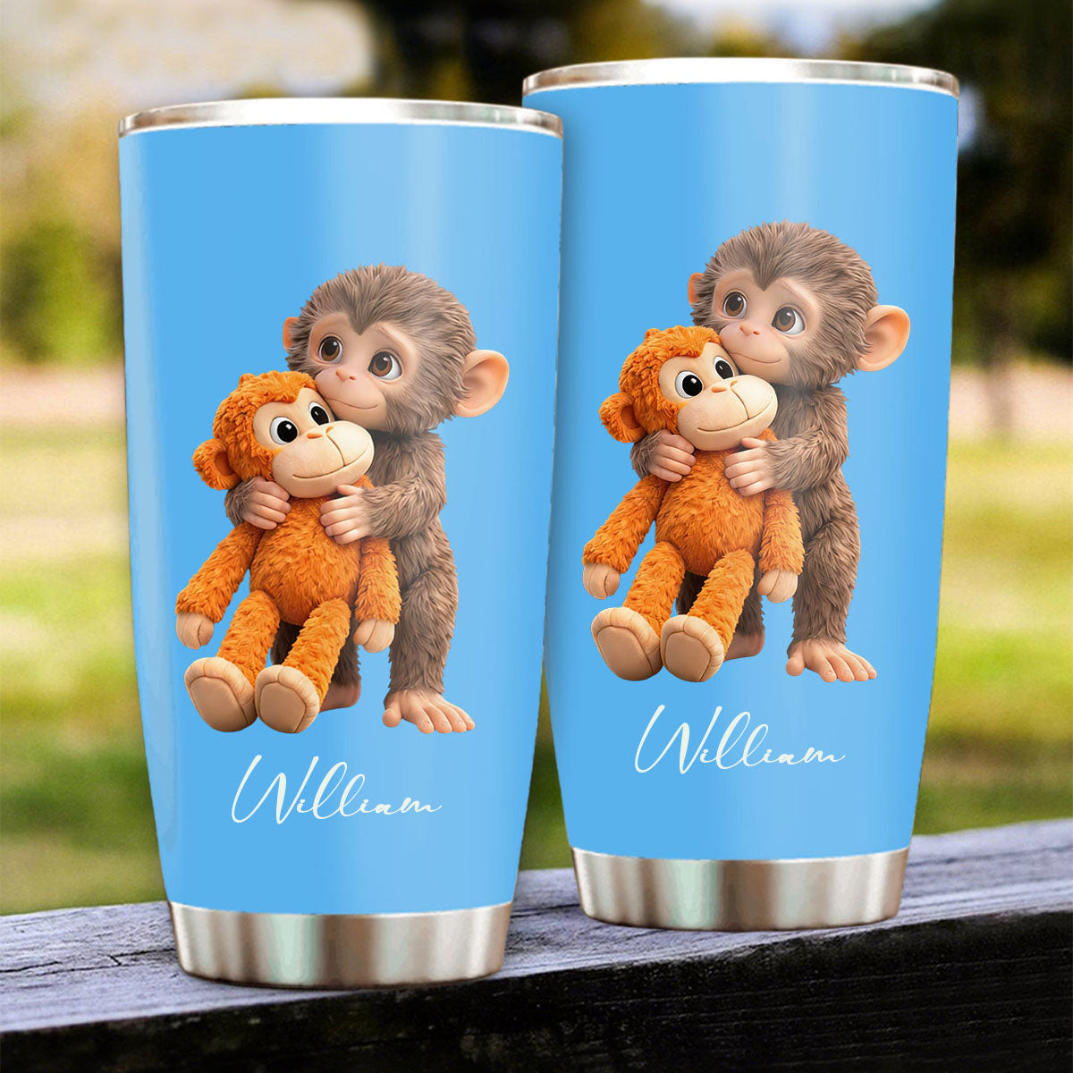 Personalized Adorable Monkey Tumbler - Gift For Birthday & Holiday