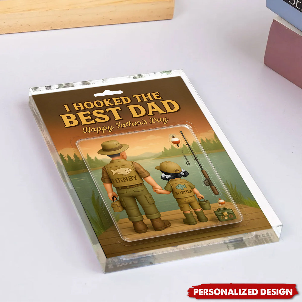 I Hooked the Best Dad Fishing-Personalized Acrylic Plaque-Father's Day Gift
