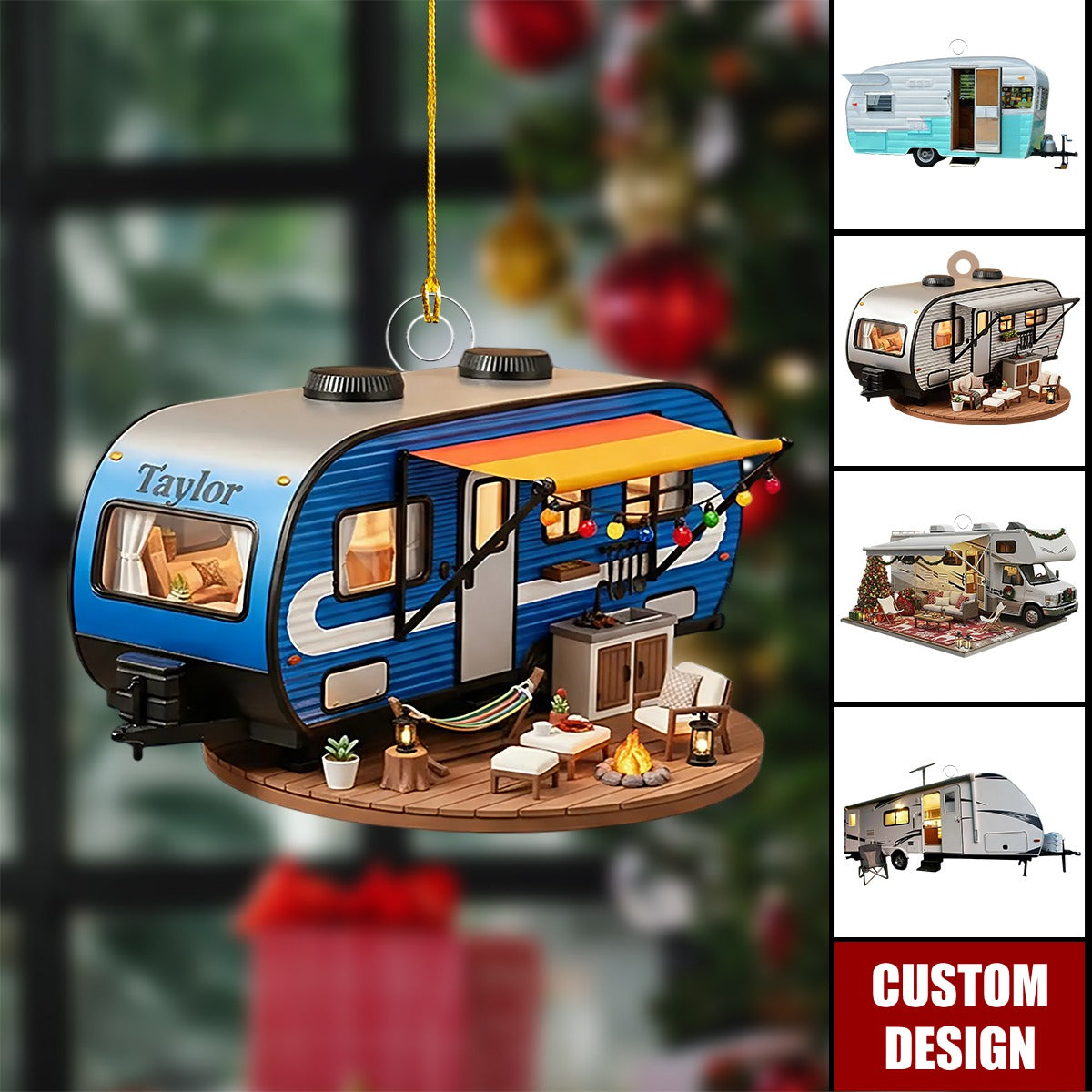 Personalized Camper Van Christmas Ornament, Gift For Travelers, Camper