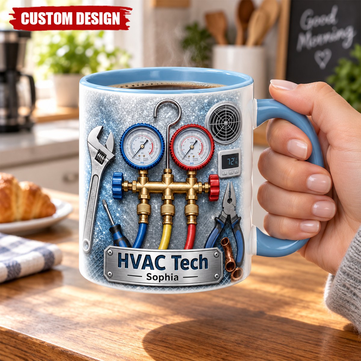 Personalized HVAC Mug Coffee Mug for Technicians, Heating Cooling Service Technician Gift