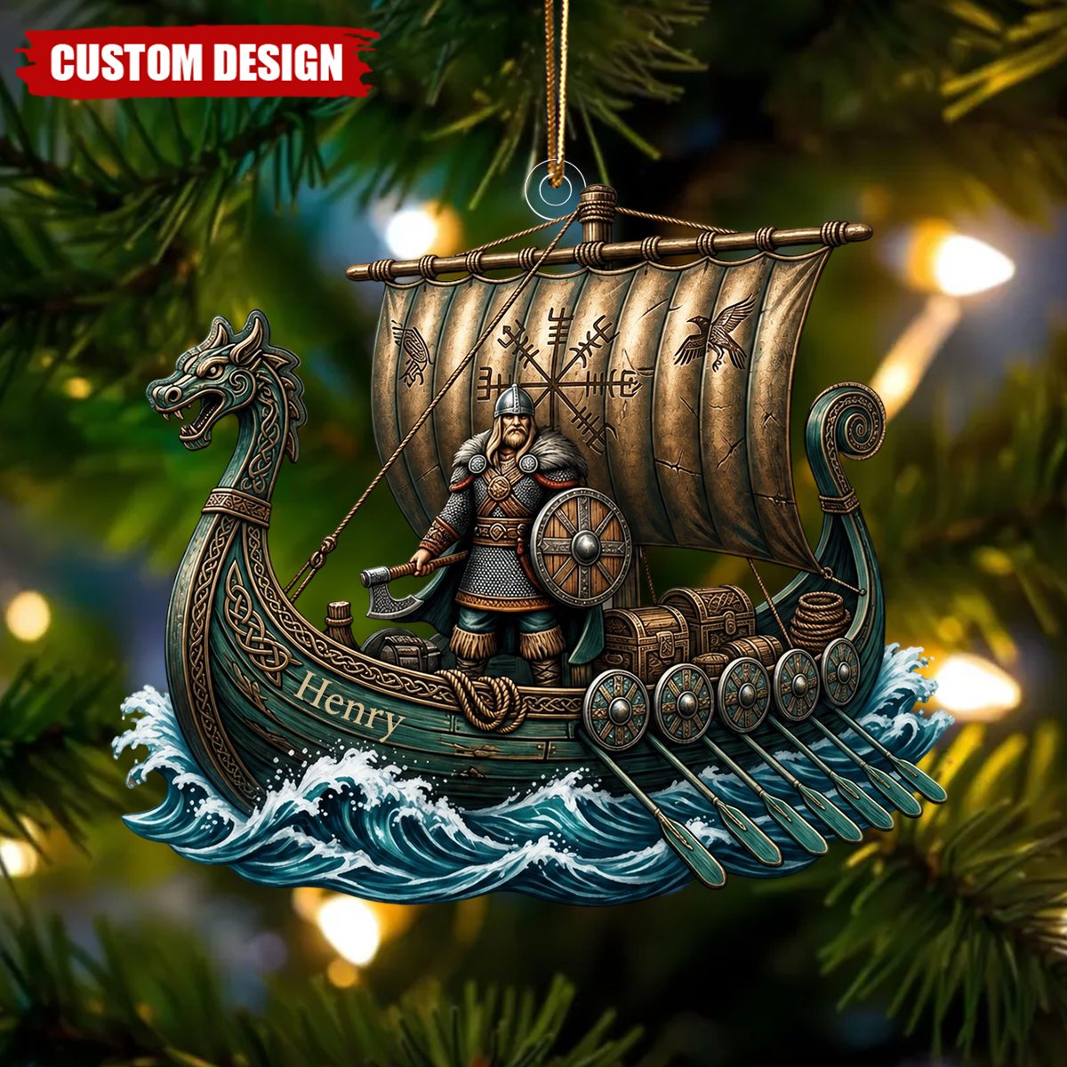 Personalized Viking Ship Christmas Ornament,Viking Lover Gift
