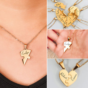 Friendship/Family Puzzle Hearts - Personalized Heart Puzzle Name Necklace