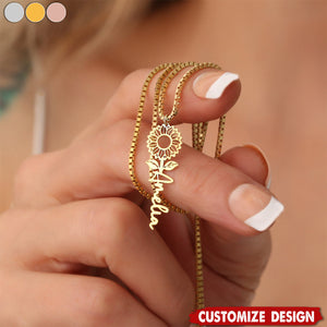 Personalized Sunflower Necklace - Gift For Mom,Grandma,Wife
