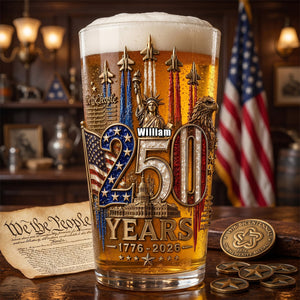 America 250th Anniversary Beer Glass - Personalized Gifts For Patriotic
