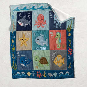 Cute Sea World - Personalized Kid Blanket