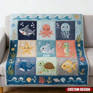 Cute Sea World - Personalized Kid Blanket