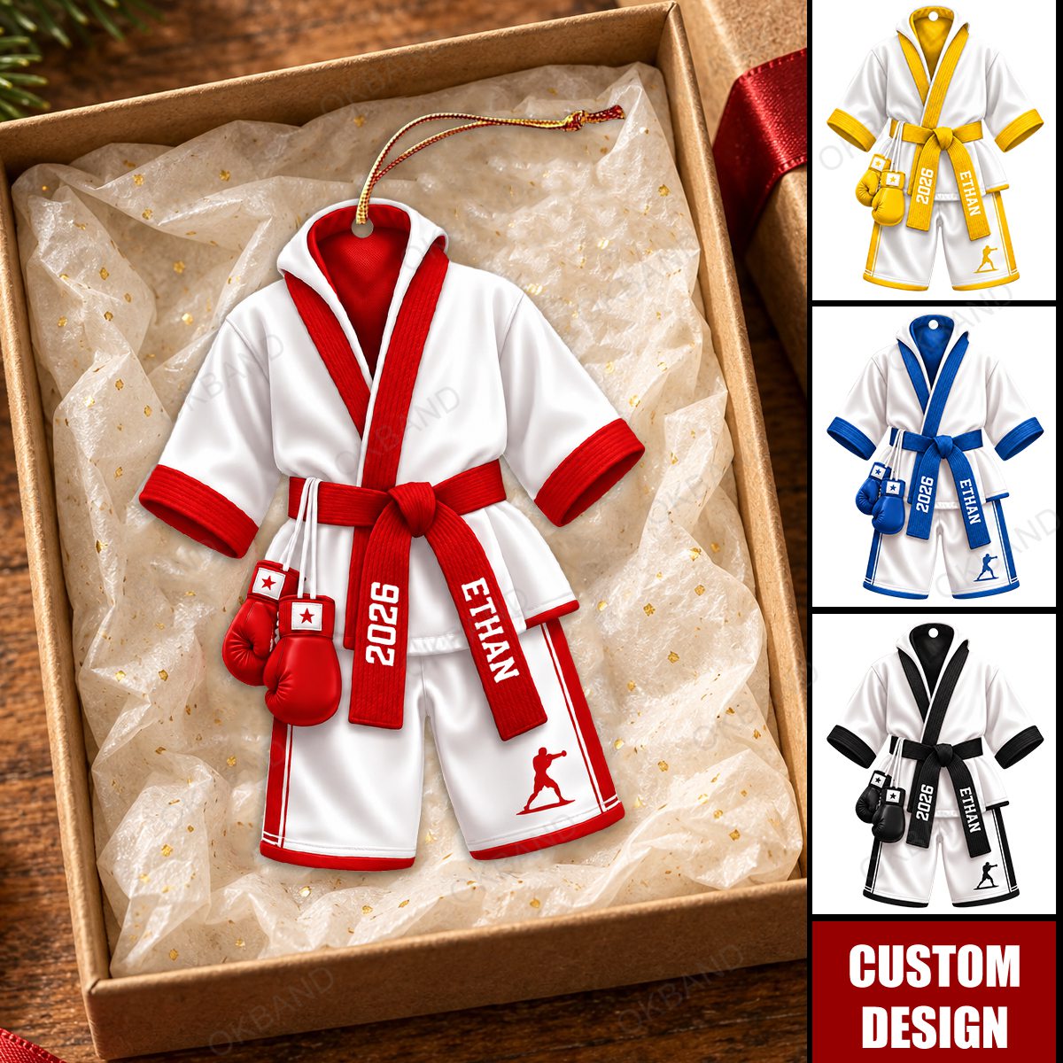Personalized Boxing Robe Ornament,Boxer Holiday Xmas Decor